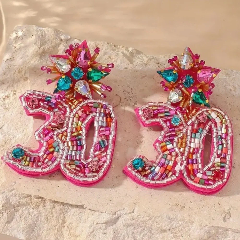 ✨Anthropologie Bellini Pink Beaded Birthday Earrings